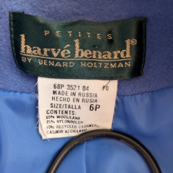 Vintage Harve Benard Womens 6 Petite Wool Blend Blue Peacoat Classic Colorful - Picture 7 of 7